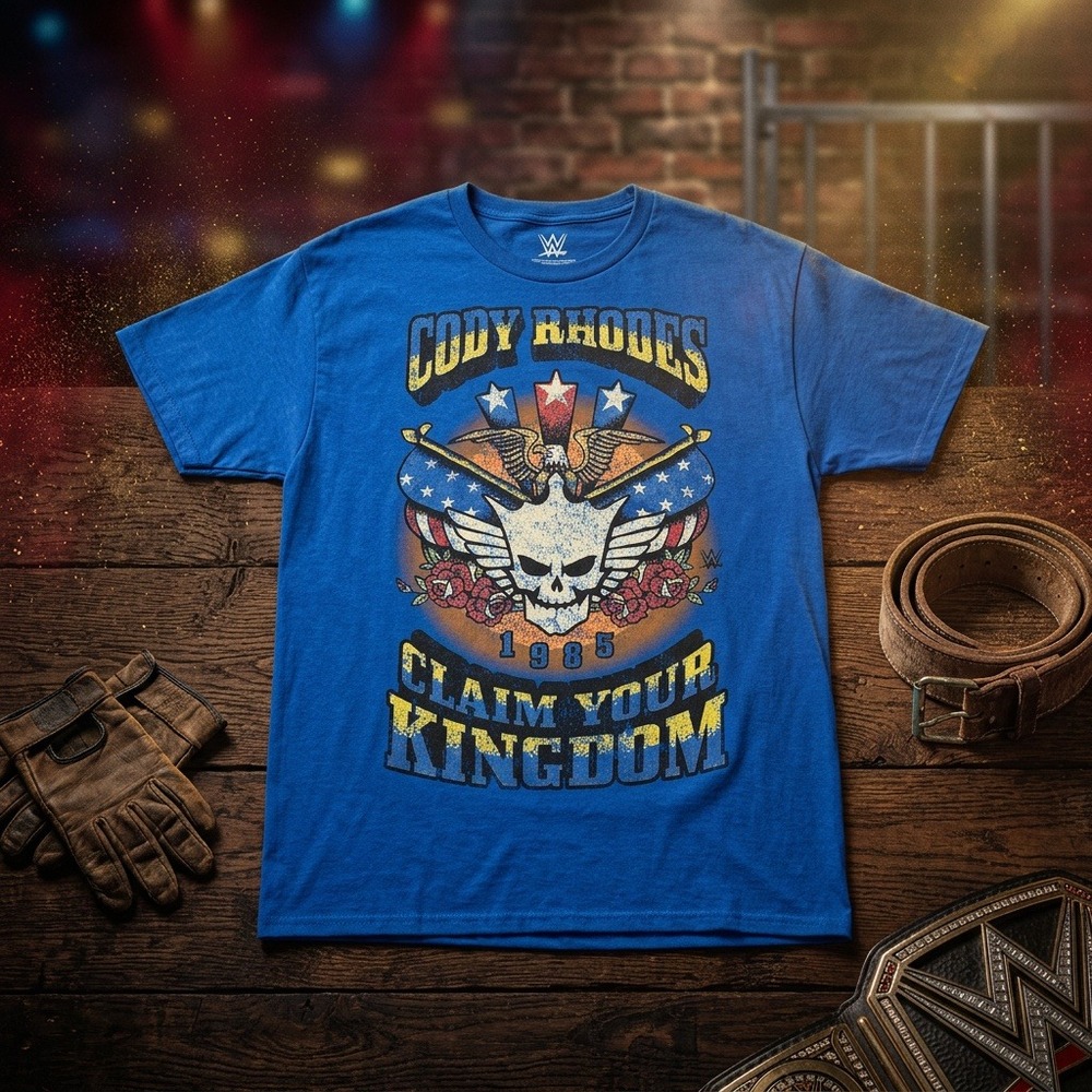 WWE Cody Rhodes "Claim Your Kingdom" T-Shirt Mens Large Blue American Nightmare